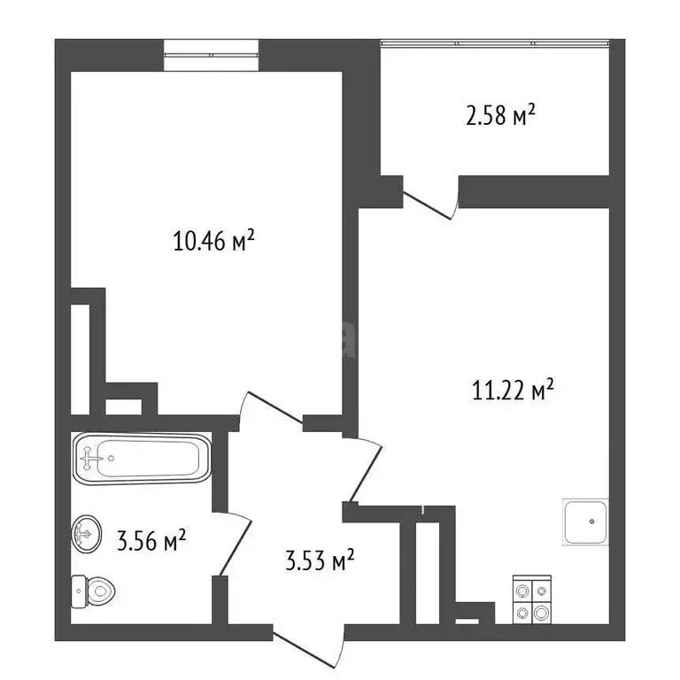 1-комнатная квартира: Тюмень, улица Менжинского, 60 (29.6 м) - Фото 1