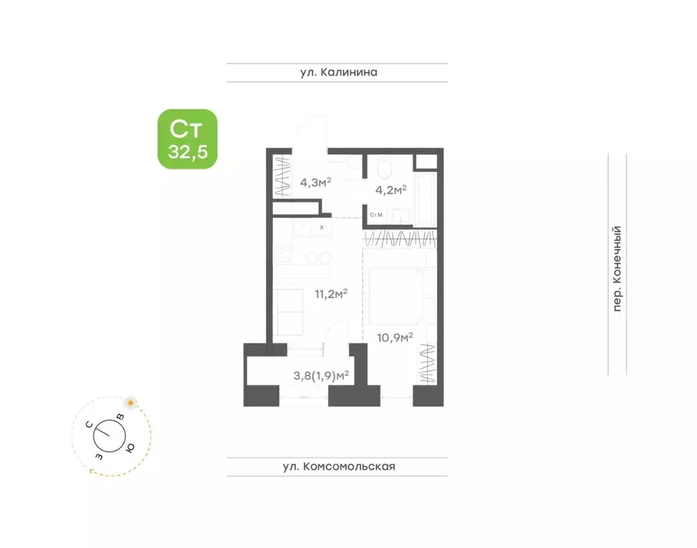 1-к кв. Хабаровский край, Хабаровск Клубный Дом на Калинина жилой ... - Фото 1