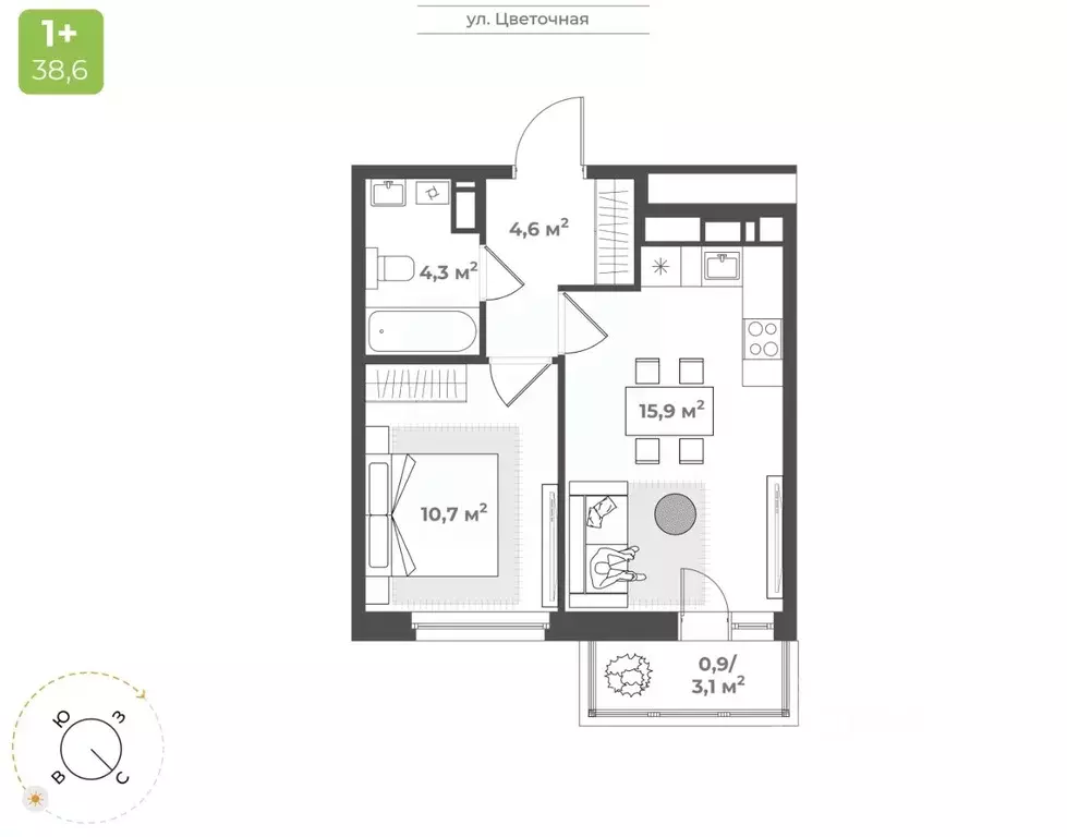 1-к кв. Тверская область, Тверь Соминка мкр,  (36.4 м) - Фото 1