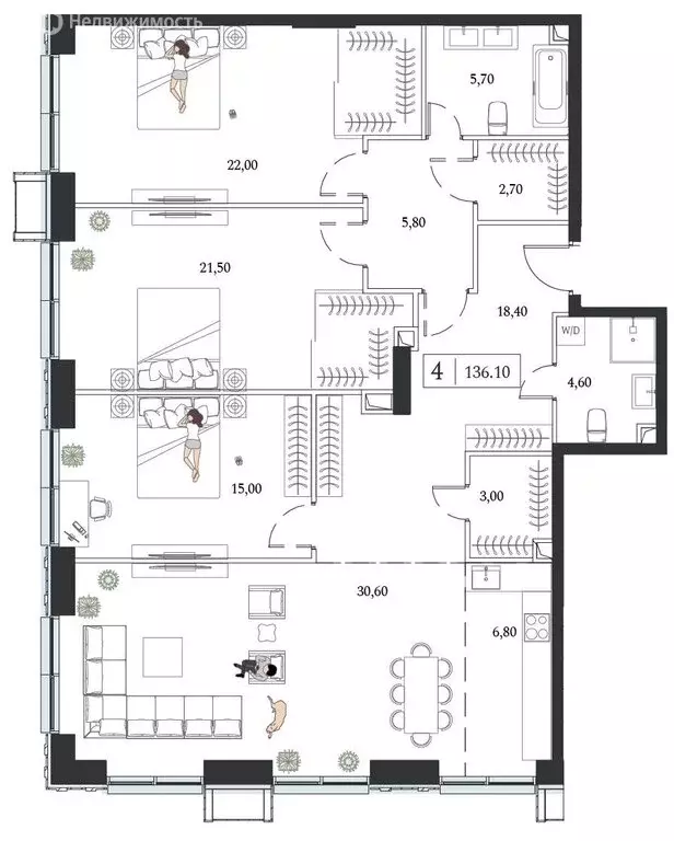 4-комнатная квартира: Москва, проспект Андропова, 9/1 (136.1 м) - Фото 1