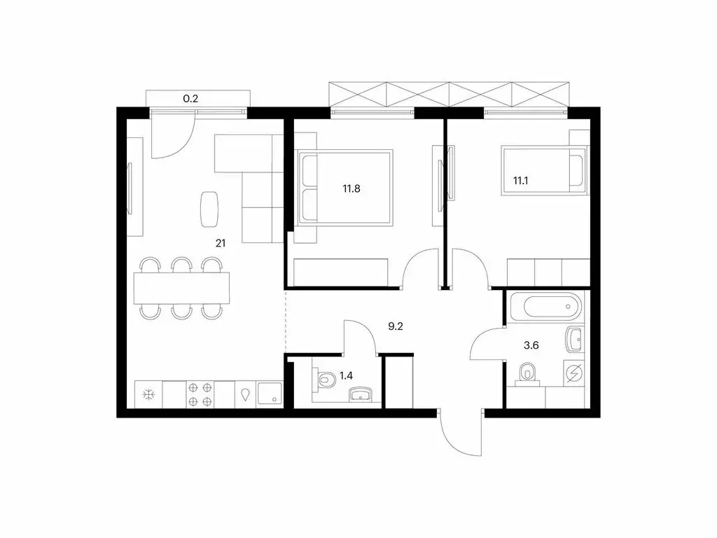 2-комнатная квартира: Мытищи, жилой комплекс Яуза Парк, к5 (58.3 м) - Фото 1
