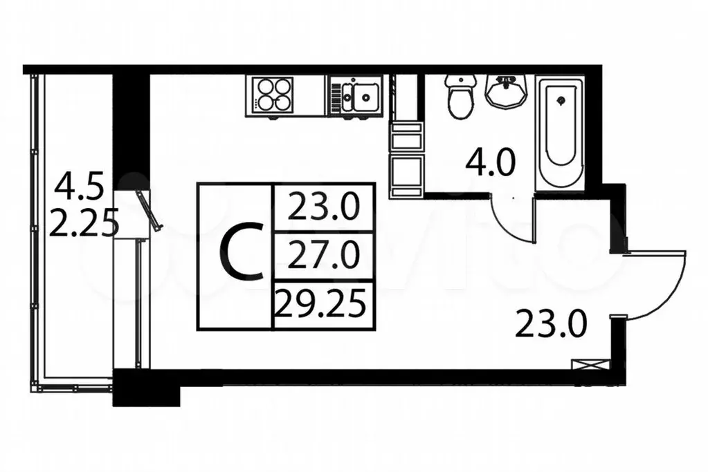 1-к. квартира, 29,3м, 12/12эт. - Фото 0