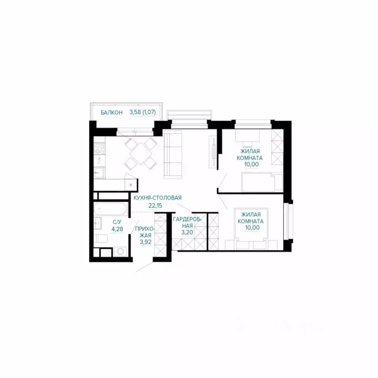 2-к кв. Свердловская область, Екатеринбург Эльмаш жилрайон, Доминанта ... - Фото 1