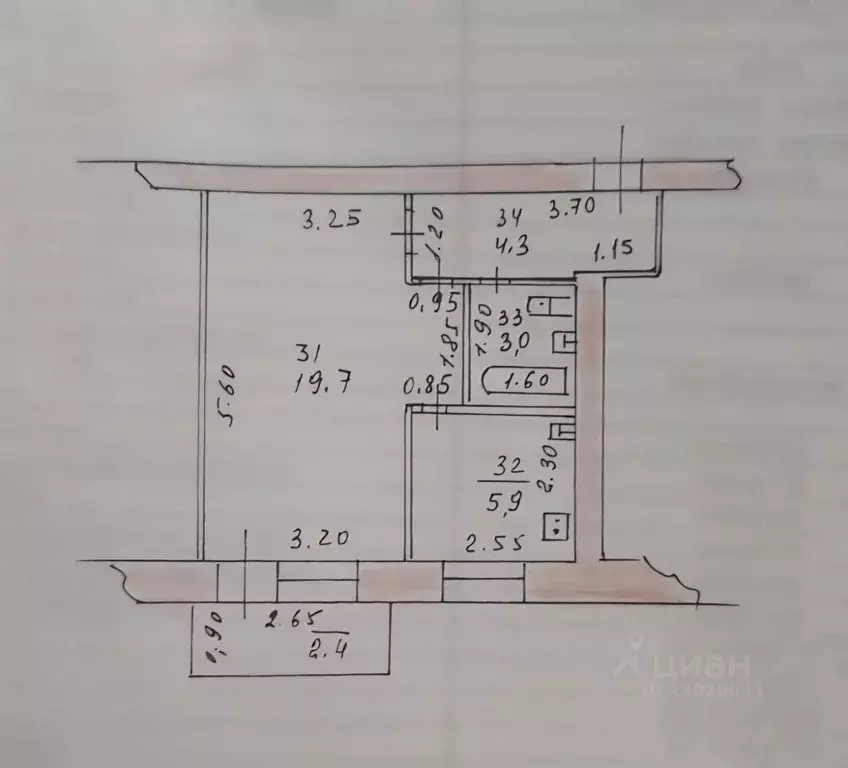 1-к кв. Татарстан, Казань Модельная ул., 13 (33.6 м) - Фото 2