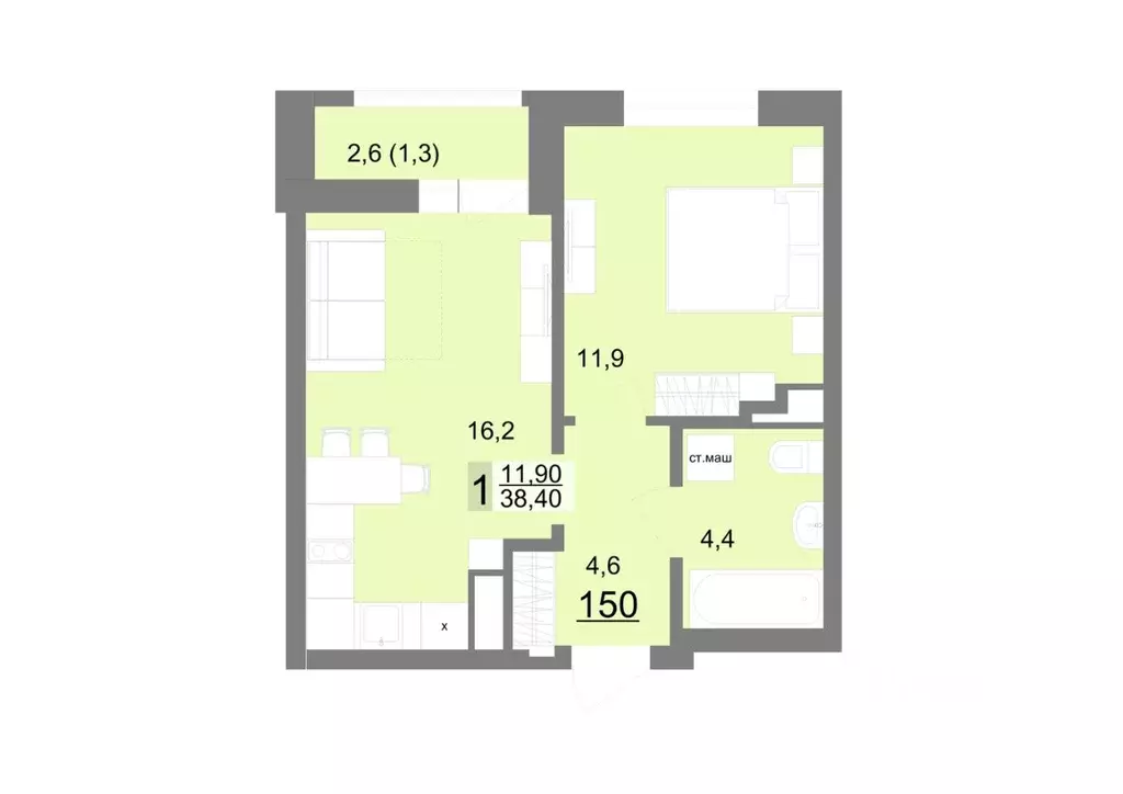 1-к кв. Свердловская область, Екатеринбург ул. Металлургов, 63/1 (38.4 ... - Фото 1