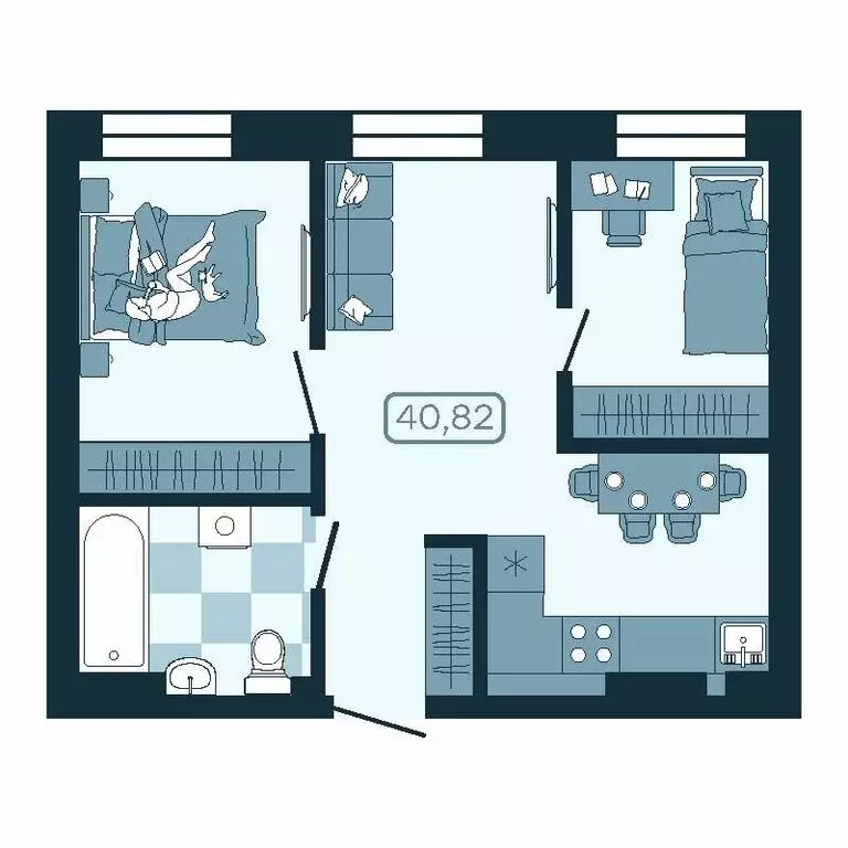 2-комнатная квартира: Владивосток, улица Борисенко, 100Кс1 (40.82 м) - Фото 1