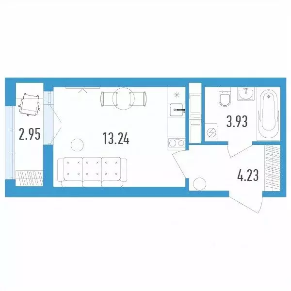 Студия Санкт-Петербург пос. Шушары, просп. Старорусский, 3к1 (22.29 м) - Фото 0