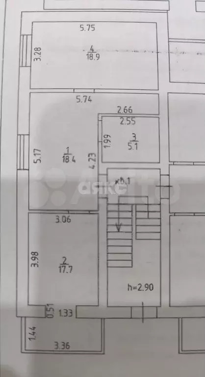 1-к. квартира, 60,1 м, 1/4 эт. - Фото 0