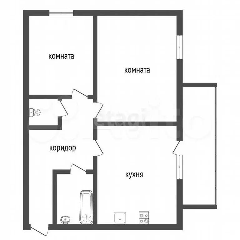 2-к. квартира, 57,7 м, 4/6 эт. - Фото 0