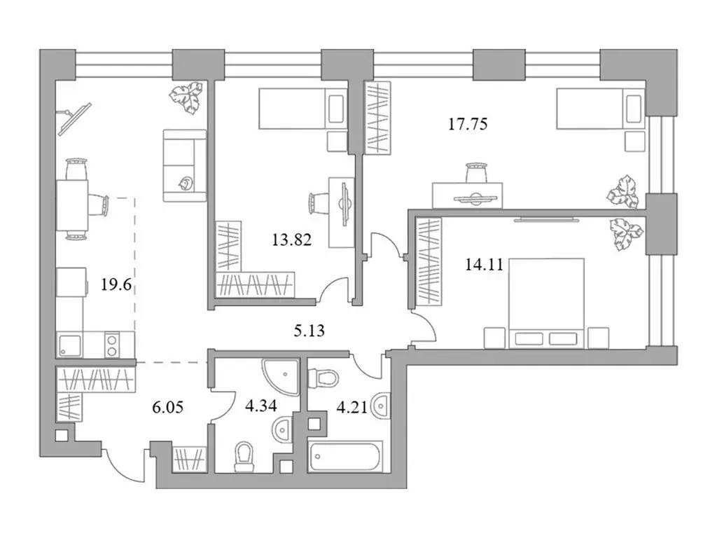 3-комнатная квартира: Москва, Дубининская улица, 17с2 (85.01 м) - Фото 1