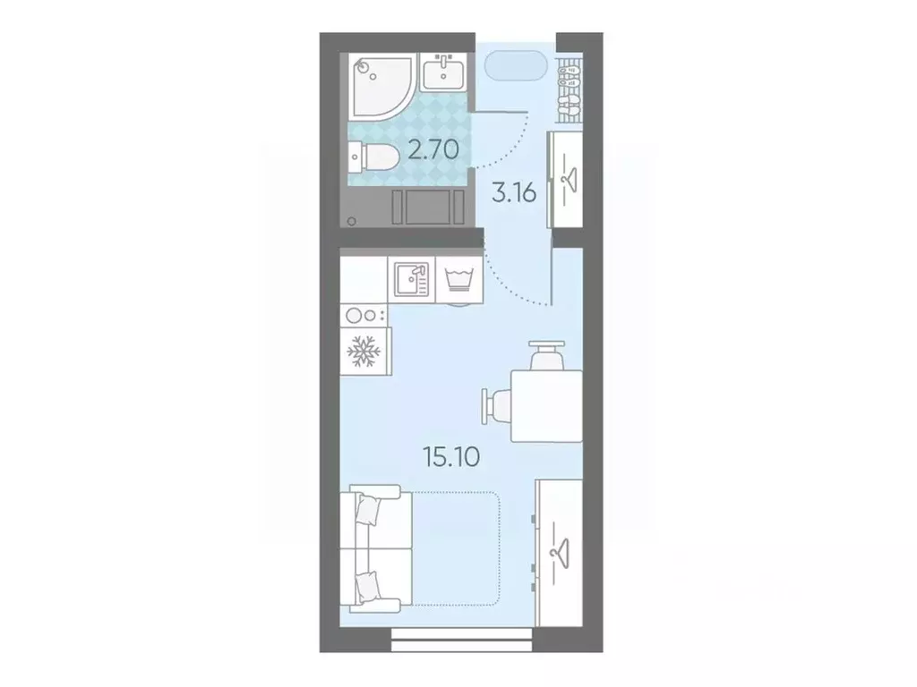 Студия Санкт-Петербург ул. Пахомовская, 12к2 (20.7 м) - Фото 0