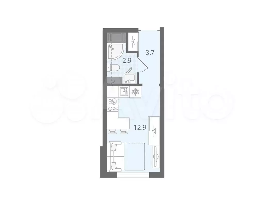 Квартира-студия, 19,5 м, 9/20 эт. - Фото 0