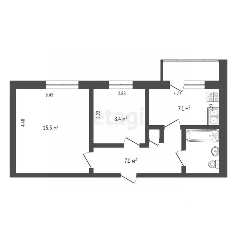 2-к кв. Вологодская область, Череповец ул. Маяковского, 16 (49.1 м) - Фото 2