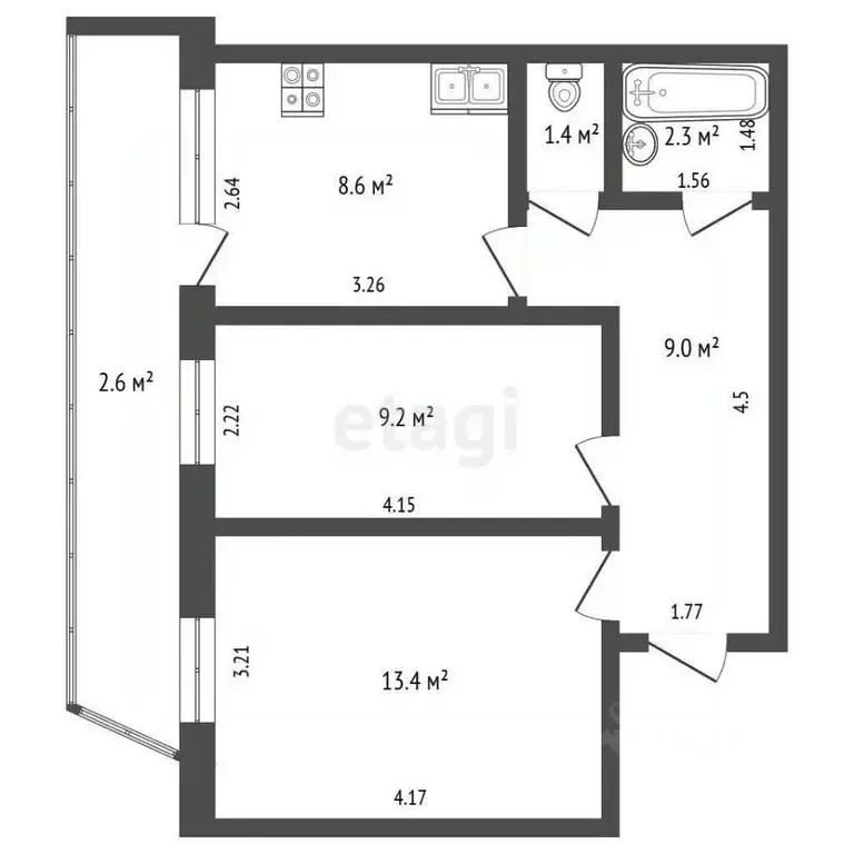 2-к кв. Саха (Якутия), Томмот ул. Кирова, 18 (43.9 м) - Фото 1