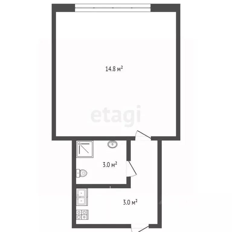 1-к кв. Тюменская область, Тюмень Олимпийская ул., 25 (25.5 м) - Фото 2