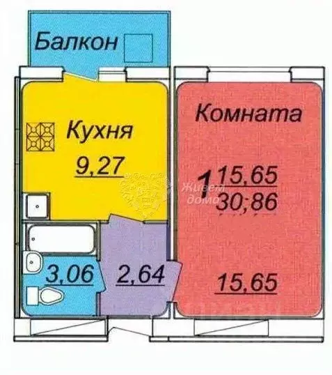 1-к кв. Волгоградская область, Волжский бул. Профсоюзов, 19 (30.8 м) - Фото 1