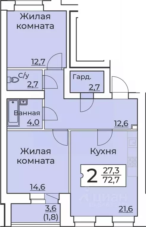 2-к кв. Чувашия, Чебоксары ул. Пирогова, 10А (73.6 м) - Фото 0