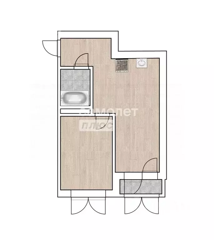 2-к кв. Башкортостан, Уфа ул. Энтузиастов, 15 (42.2 м) - Фото 1