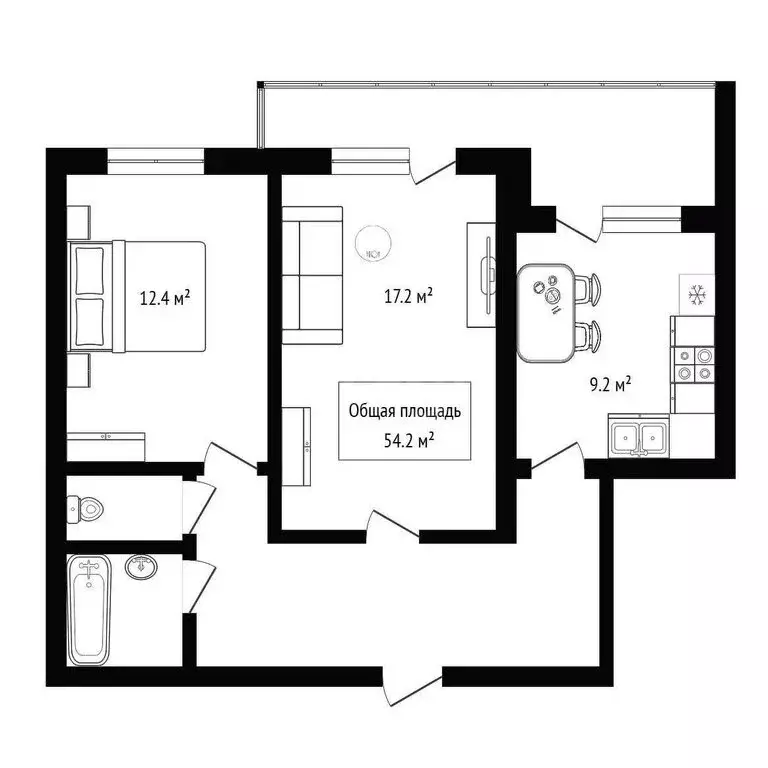 2-комнатная квартира: Бердск, улица Ленина, 90 (54.2 м) - Фото 1