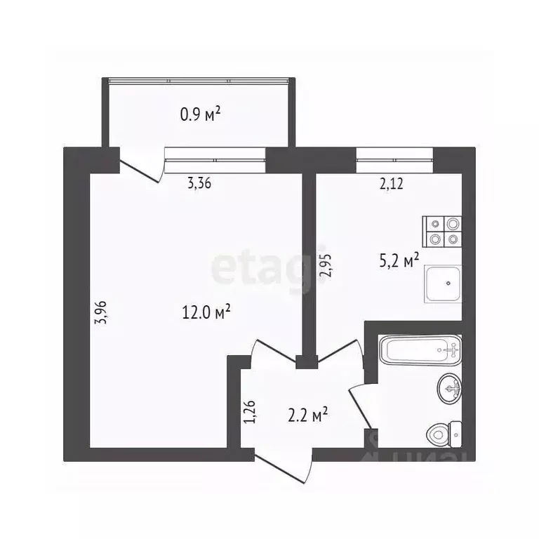 1-к кв. Крым, Симферополь ул. Имени Мате Залки (21.4 м) - Фото 0
