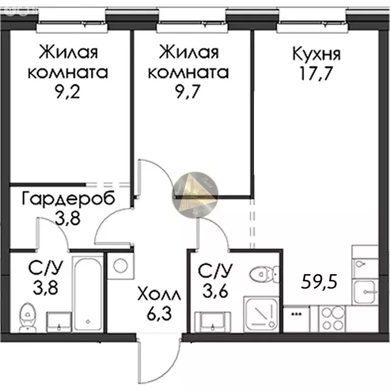 2-комнатная квартира: Санкт-Петербург, Галерный проезд, 1к2 (59.5 м) - Фото 1
