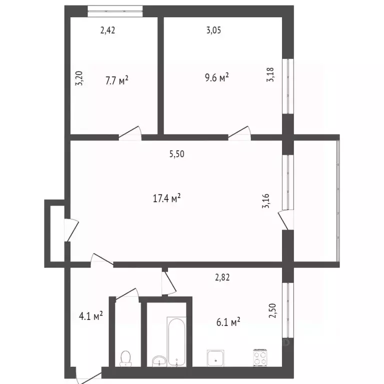 3-к кв. Карелия, Петрозаводск ул. Жуковского, 12А (49.3 м) - Фото 1
