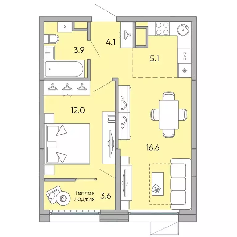 2-комнатная квартира: Чита, микрорайон Хороший, 14 (55 м) - Фото 0