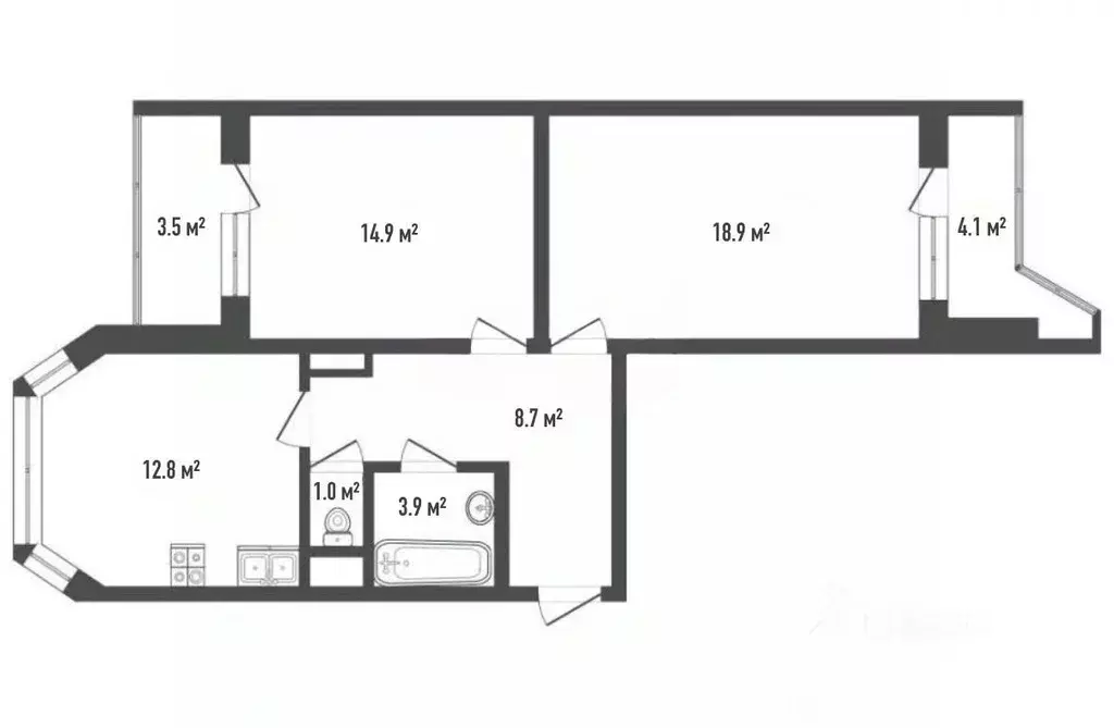 2-к кв. Москва ул. Льва Кассиля, 1к4 (61.0 м) - Фото 2