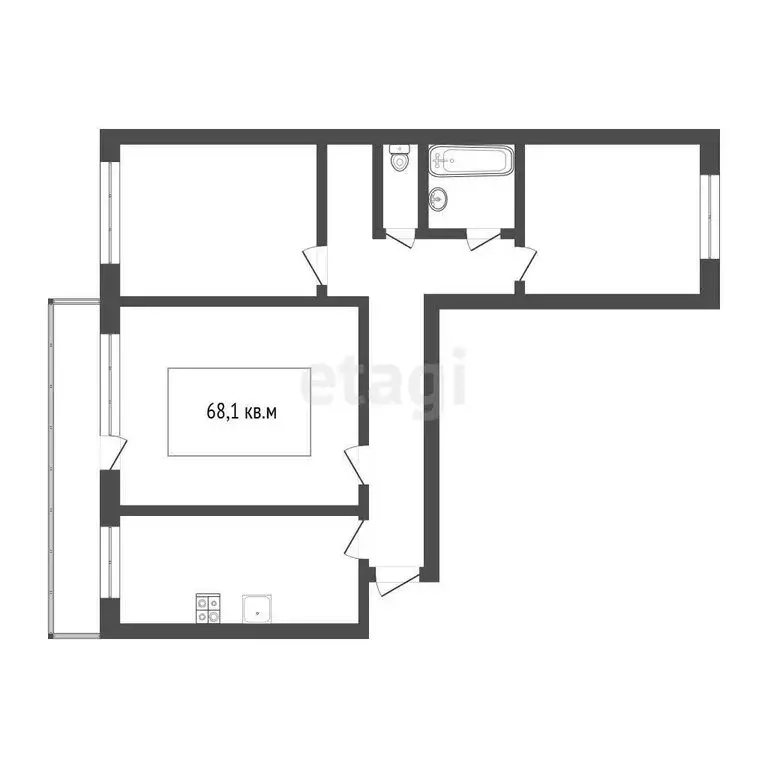3-комнатная квартира: Томск, Сибирская улица, 112 (68.1 м) - Фото 1