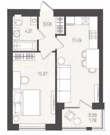 1-к. квартира, 74,8 м, 1/5 эт. - Фото 1
