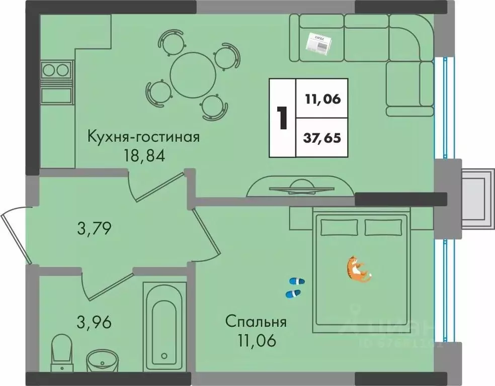 1-к кв. Краснодарский край, Краснодар ул. Имени Генерала Брусилова, ... - Фото 0
