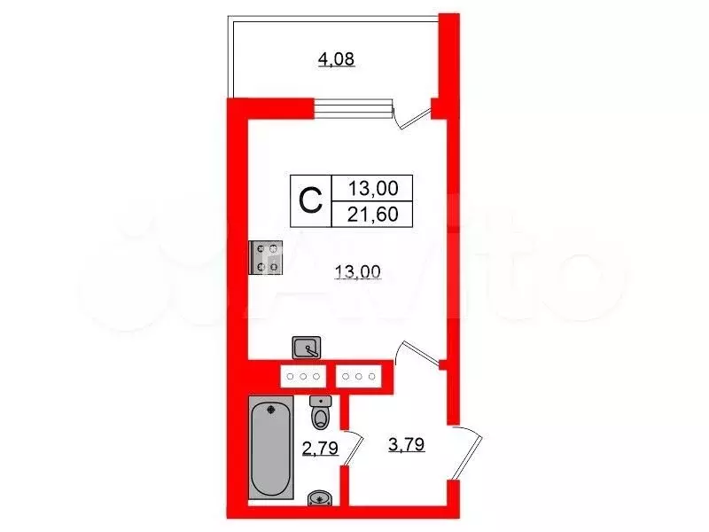 Квартира-студия, 21,6 м, 11/19 эт. - Фото 0