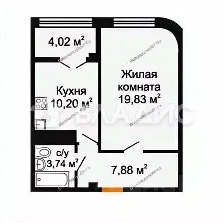 1-к кв. Белгородская область, Белгород Кирпичная ул., 65 (45.67 м) - Фото 2