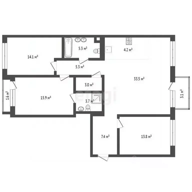 3-к кв. Тюменская область, Тюмень ул. Газовиков, 40 (110.9 м) - Фото 2