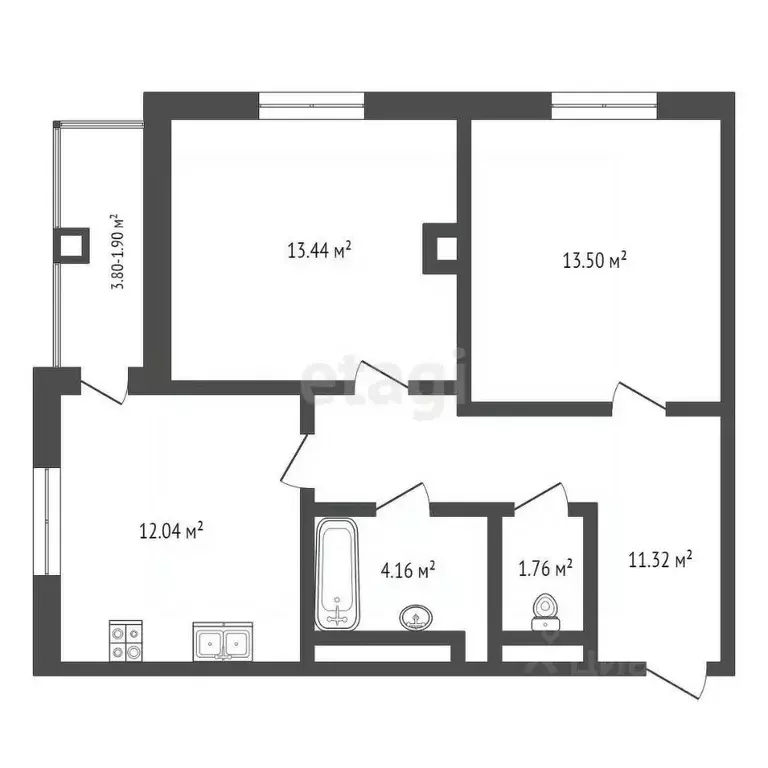 2-к кв. Саха (Якутия), Якутск ул. Свердлова, 2А (56.0 м) - Фото 1