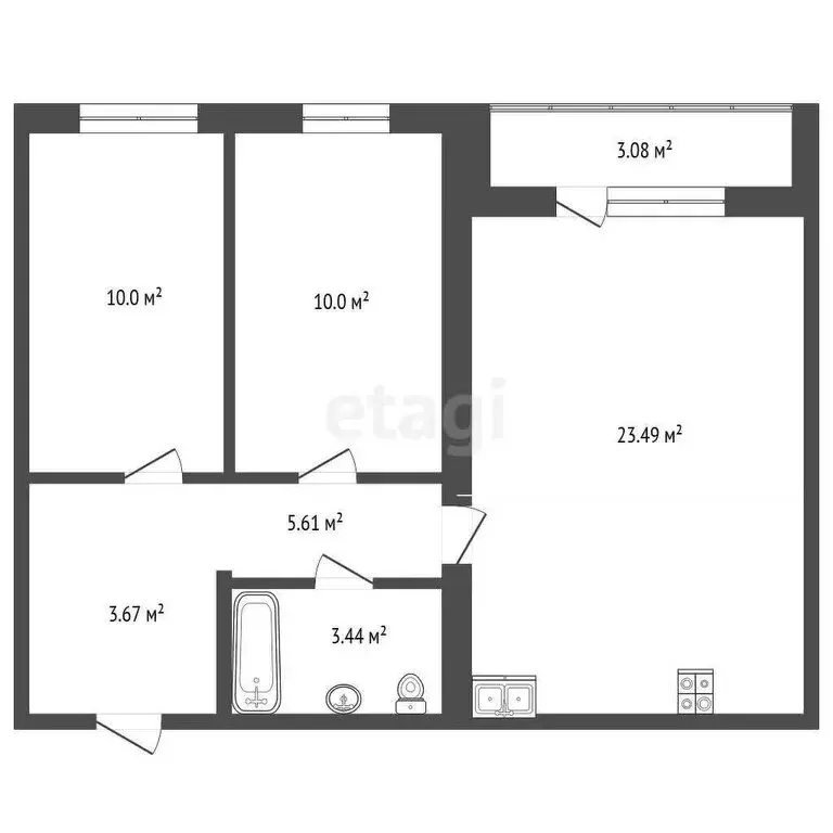 3-комнатная квартира: Кисловка, микрорайон Северный, улица Марины ... - Фото 1