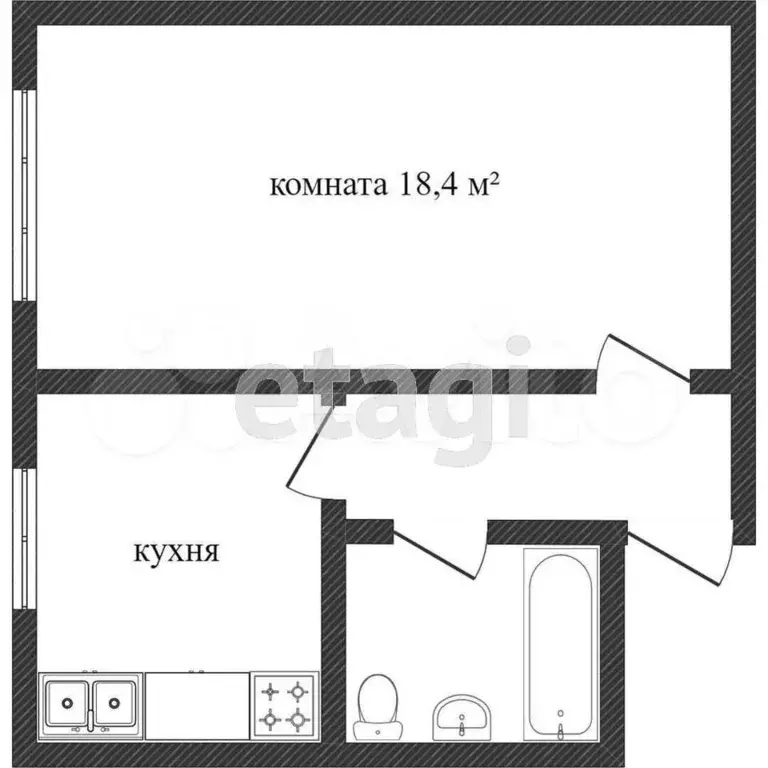 1-к. квартира, 35 м, 3/9 эт. - Фото 0