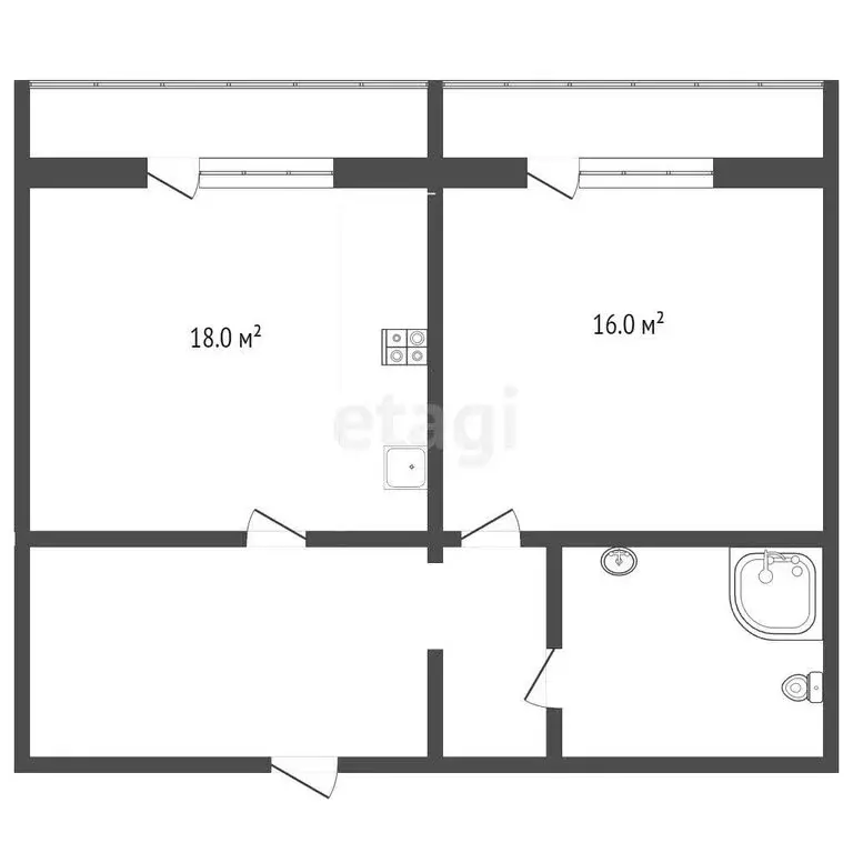 2-комнатная квартира: Челябинск, Телевизионная улица, 12Б (48 м) - Фото 0