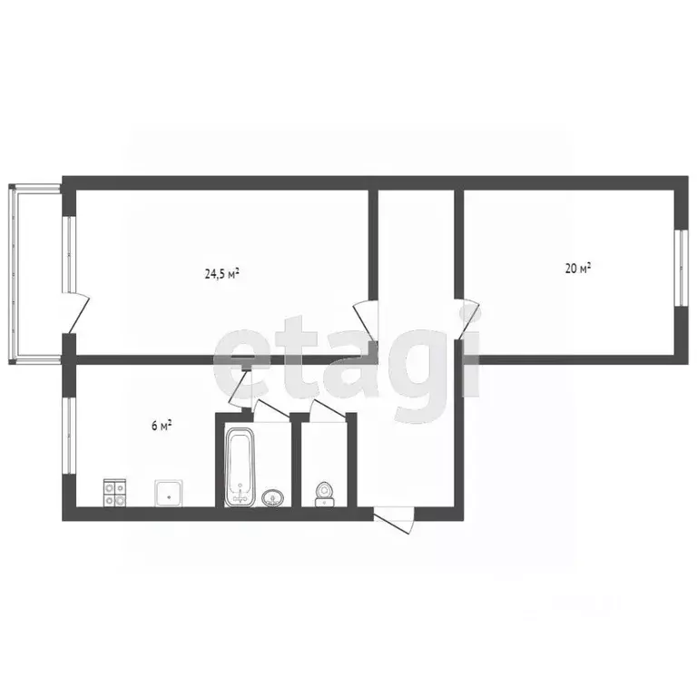 2-к кв. Тульская область, Щекино ул. Емельянова, 22 (48.0 м) - Фото 1