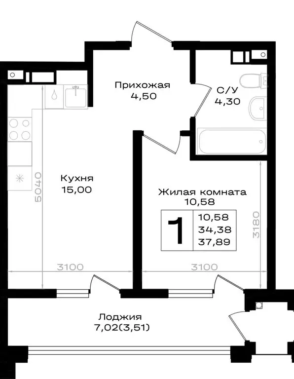 1-комнатная квартира: Краснодарский край, Новороссийск, Южный район ... - Фото 1