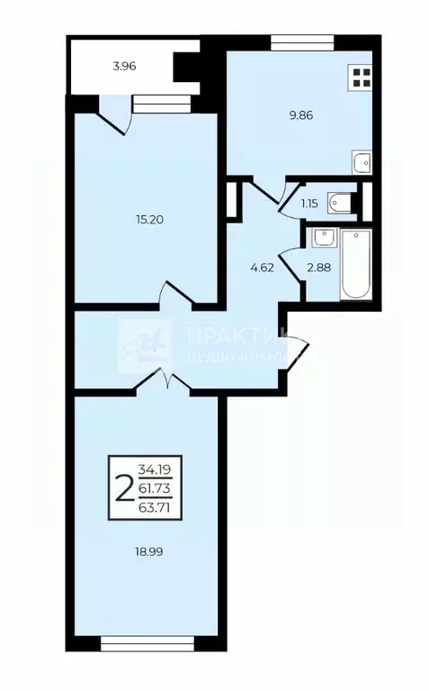2-к кв. Московская область, Домодедово городской округ, с. Домодедово ... - Фото 2