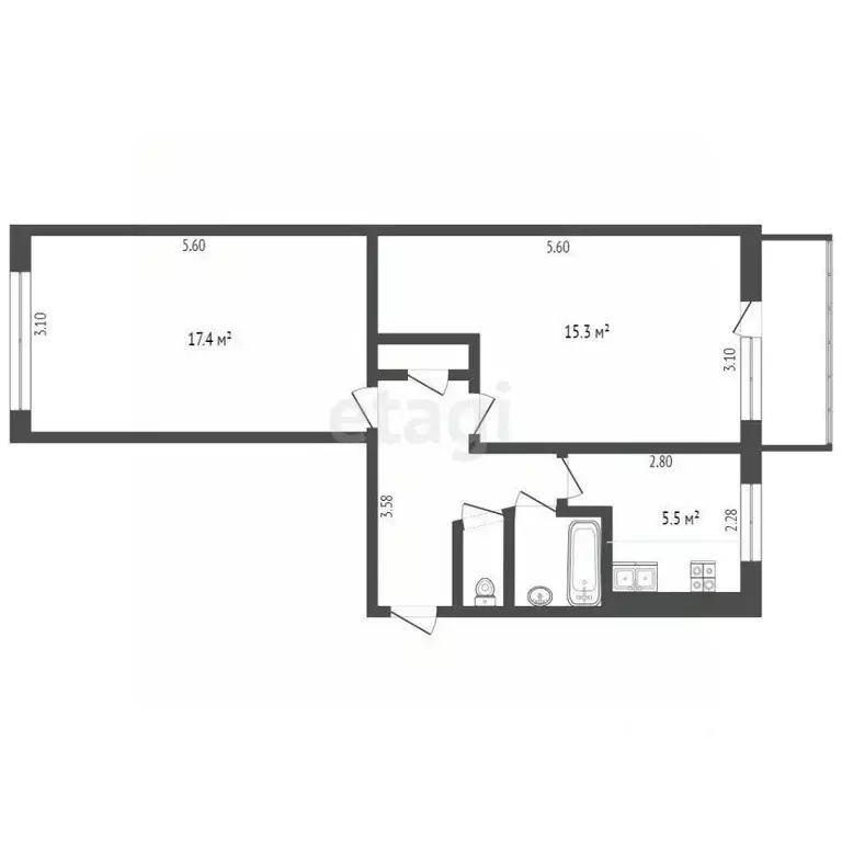 2-к кв. Камчатский край, Петропавловск-Камчатский просп. Победы, 8 ... - Фото 2