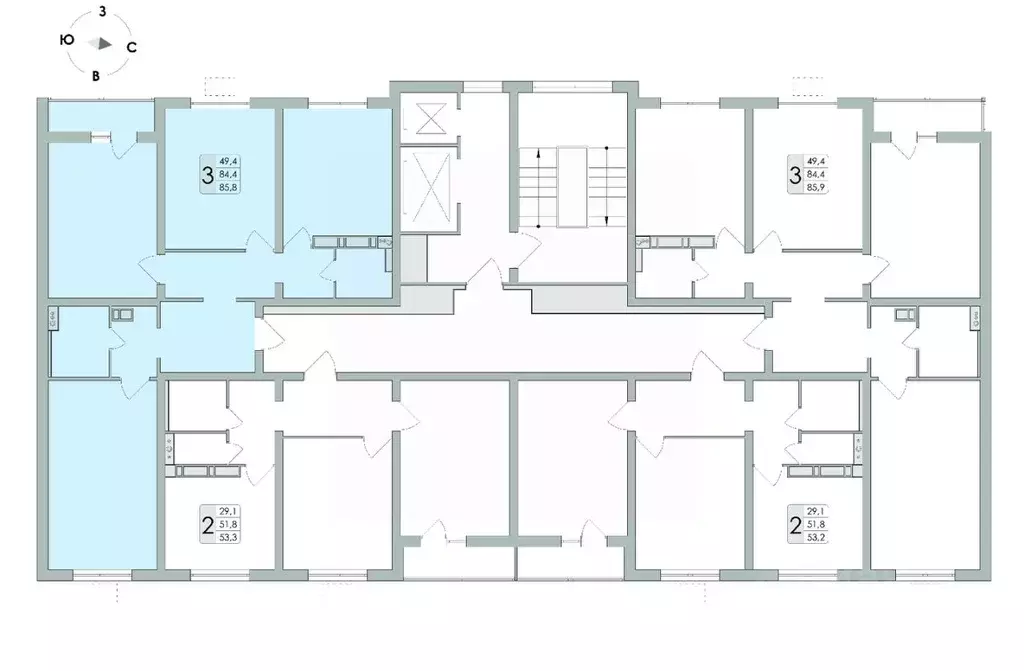 3-к кв. воронежская область, воронеж ул. шишкова, 140б/16 (85.8 м) - Фото 1