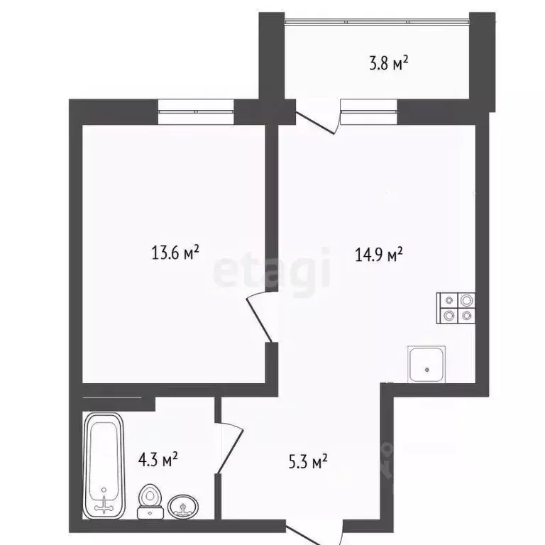 1-к кв. Тюменская область, Тюмень ул. Разведчика Кузнецова, 16 (39.0 ... - Фото 0