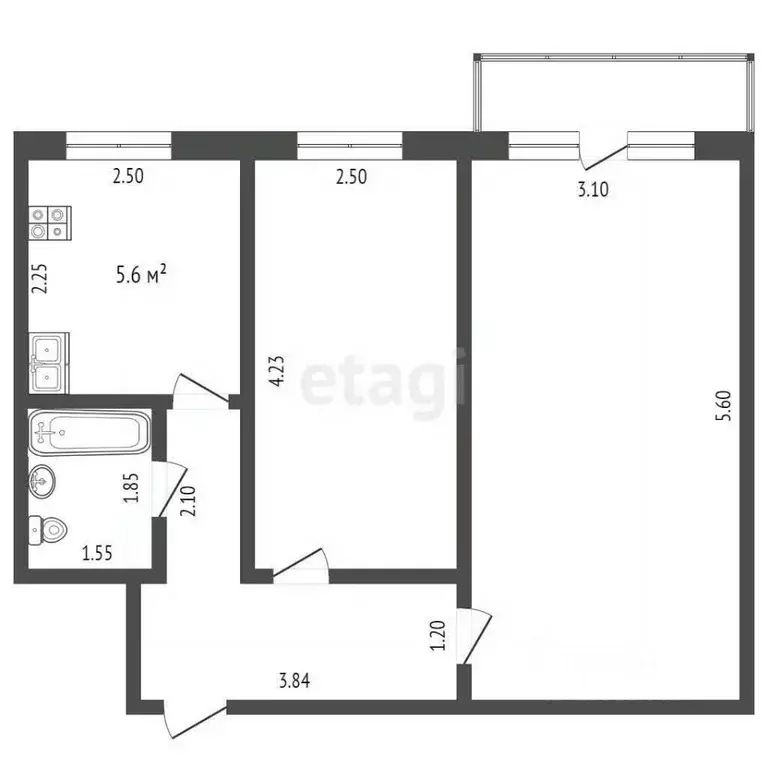 2-к кв. Тюменская область, Тюмень ул. Пермякова, 22 (42.7 м) - Фото 0