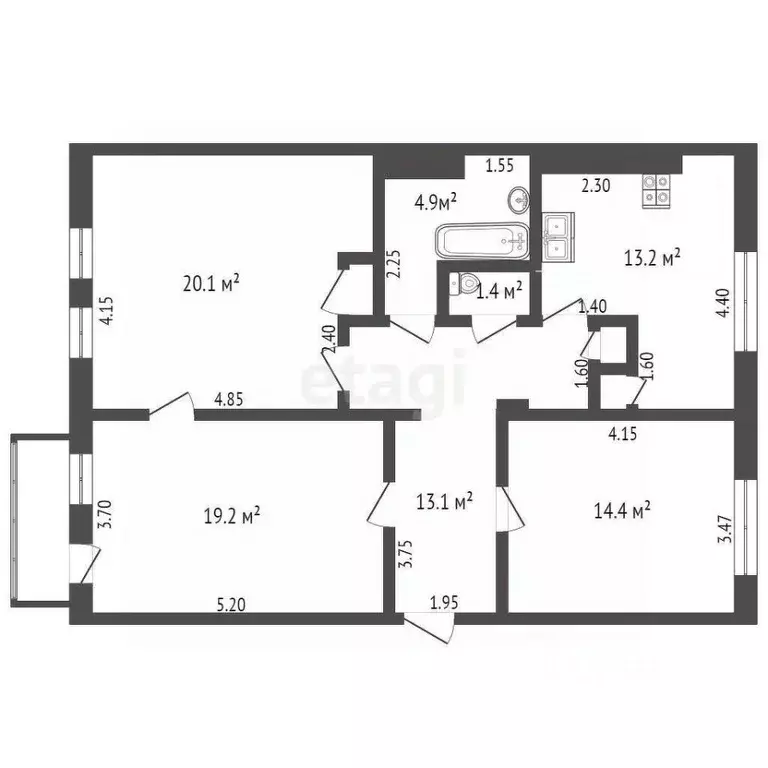 3-к кв. Мордовия, Саранск просп. Ленина, 17 (86.3 м) - Фото 1