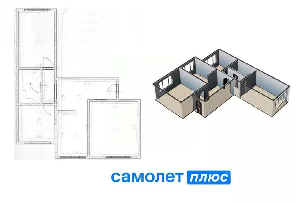 3-к кв. Кемеровская область, Топки Солнечный мкр, 4 (59.1 м) - Фото 1