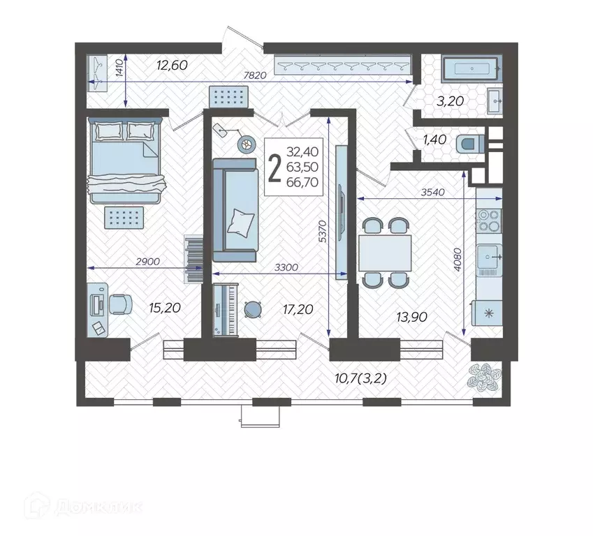 Продаётся 2-к квартира, 66.7 м - Фото 0