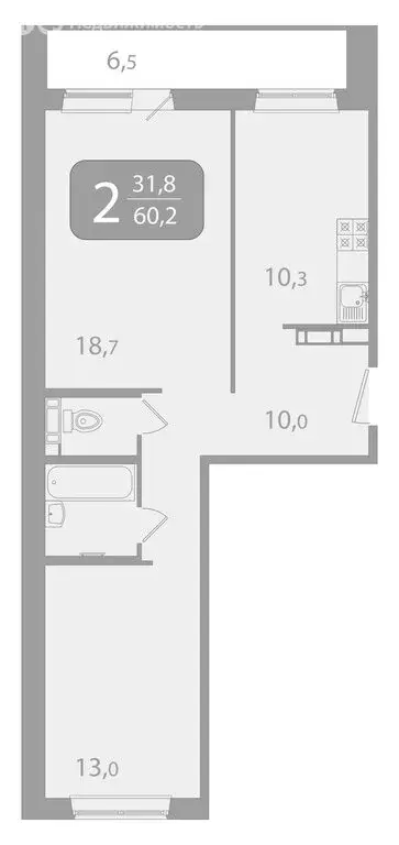 2-комнатная квартира: Томск, улица Пришвина, 50 (60.2 м) - Фото 1