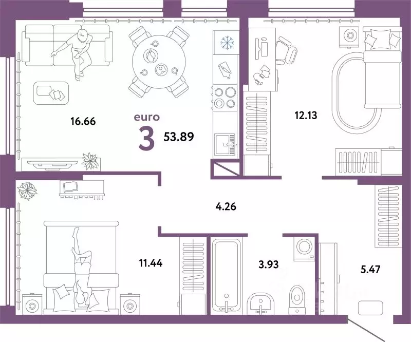 3-к кв. Свердловская область, Екатеринбург ул. Шефская, 22А (53.89 м) - Фото 1